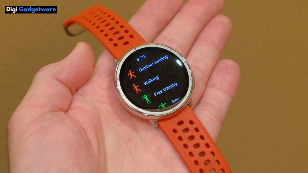 Best Amazfit smartwatch with orange strap in the hand